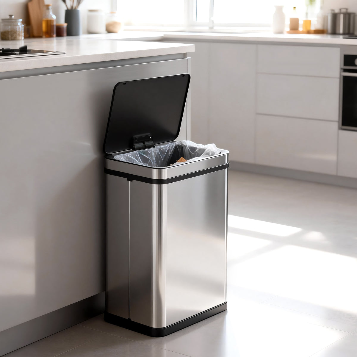 RIBELLI Edelstahl Sensor-Mülleimer – automatisches Öffnen – Ansicht 2