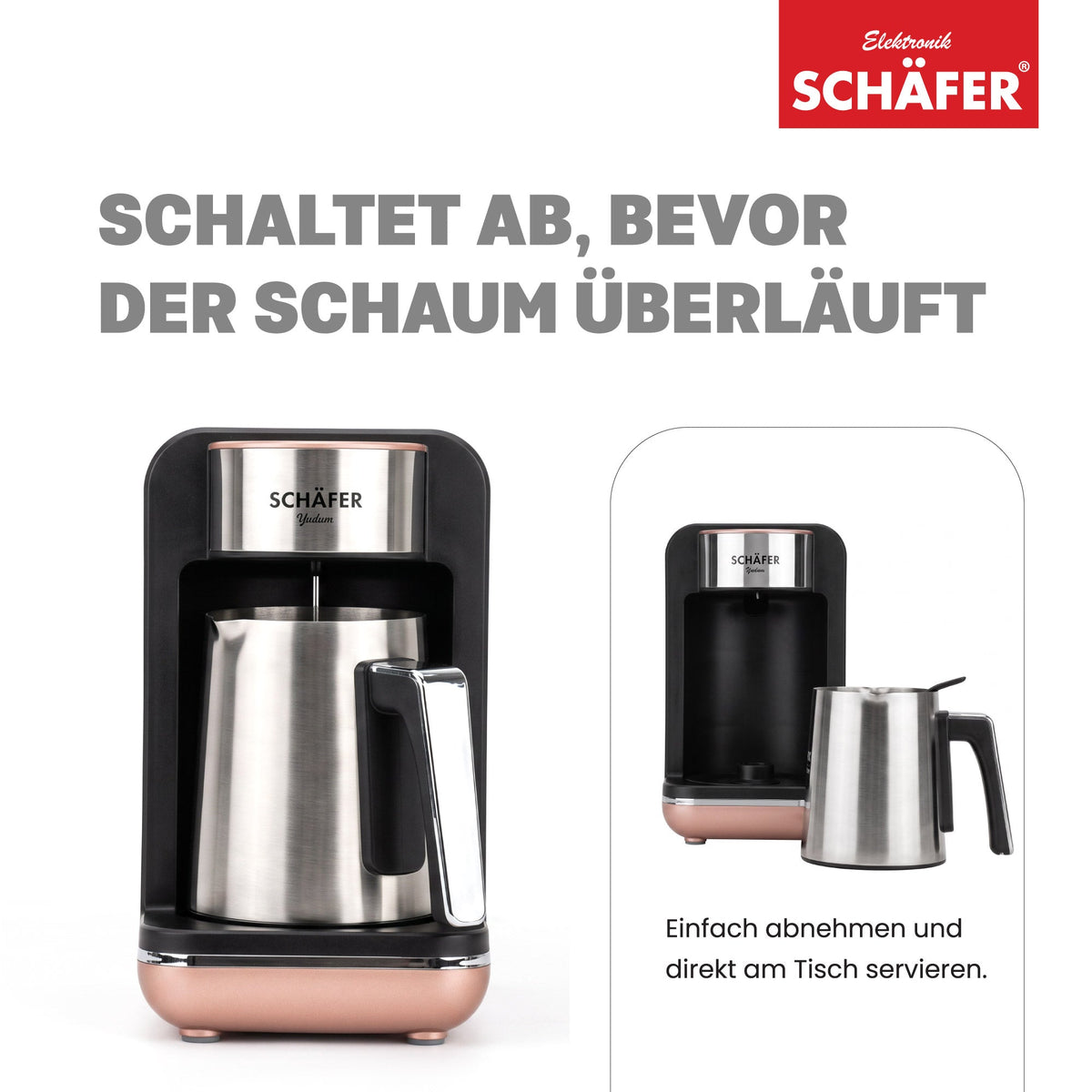 SCHÄFER Mokkakocher 250 ml Roségold 400 Watt