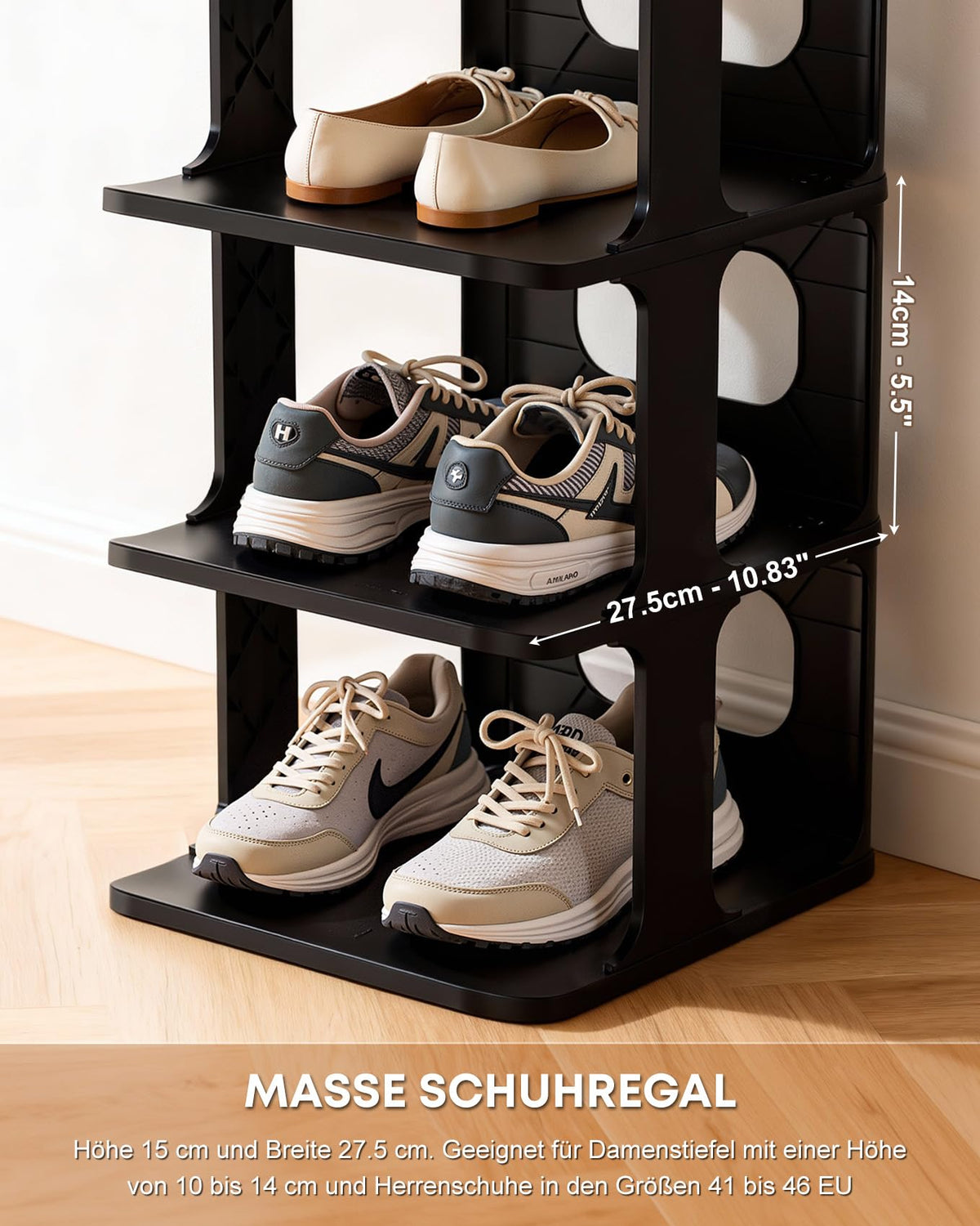 RIBELLI Schuhregal schmal mit 6 Ebenen, stapelbar – Ansicht 6