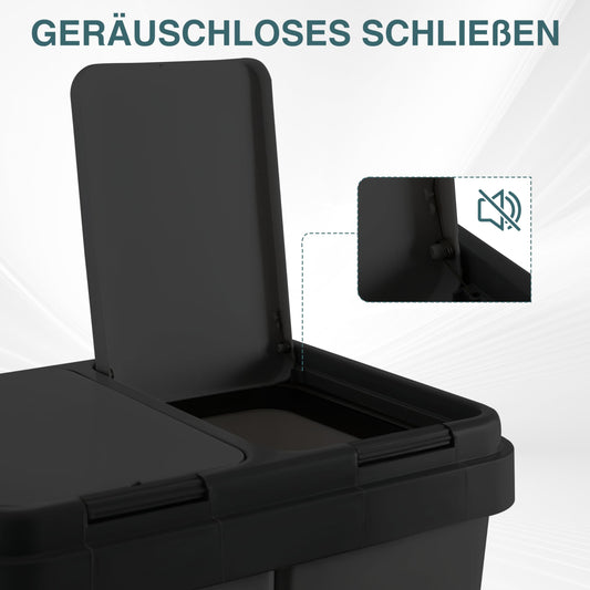 RIBELLI Mülleimer mit 2 Fächern, 2 × 25 l, Schwarz – Ansicht 2