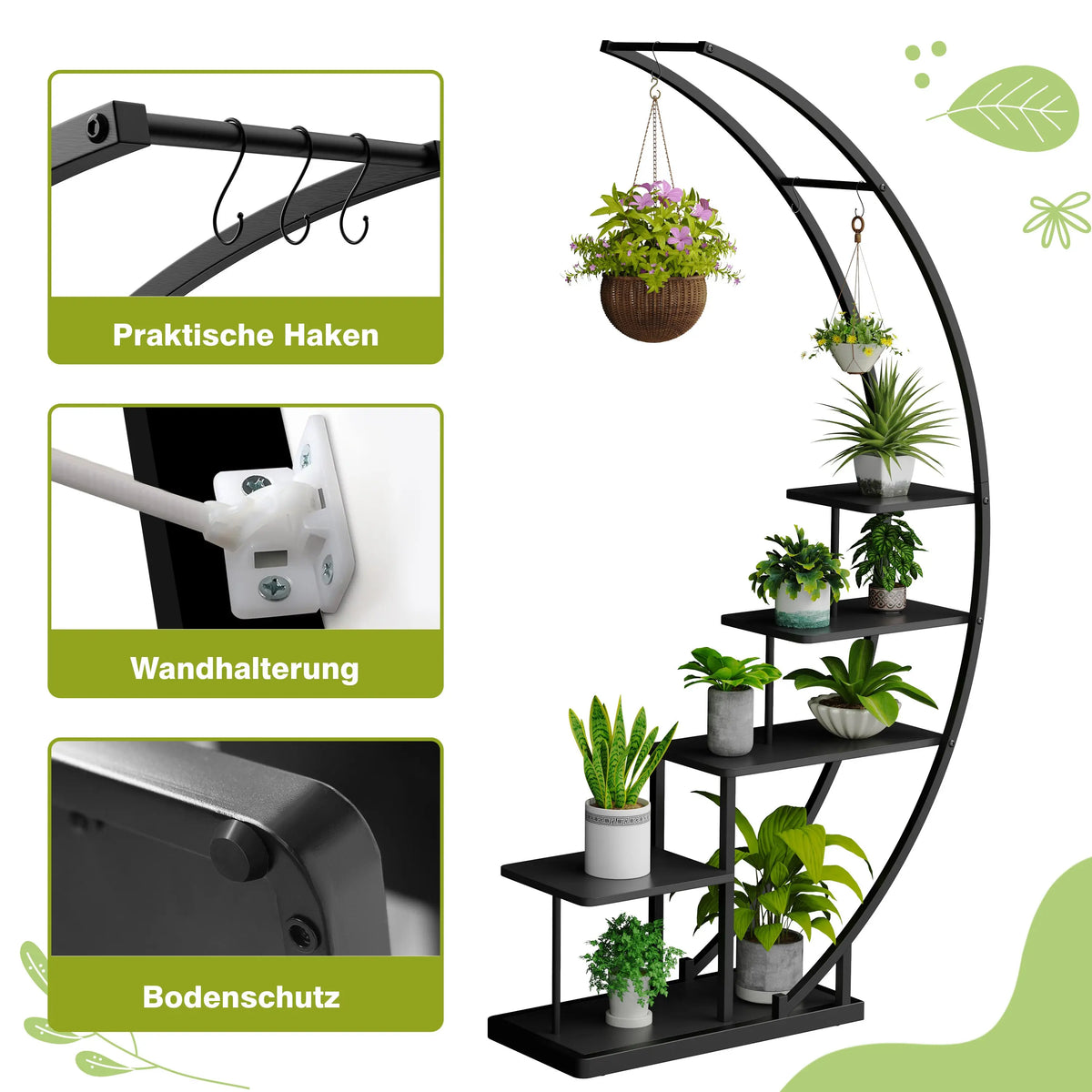 RIBELLI Pflanzenständer Metall 5 Etagen, 172 cm, Blumenregal – Ansicht 18