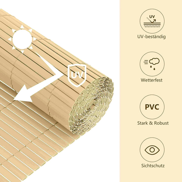 RIBELLI PVC Sichtschutzmatte Bambus für Balkon und Zaun – Ansicht 5
