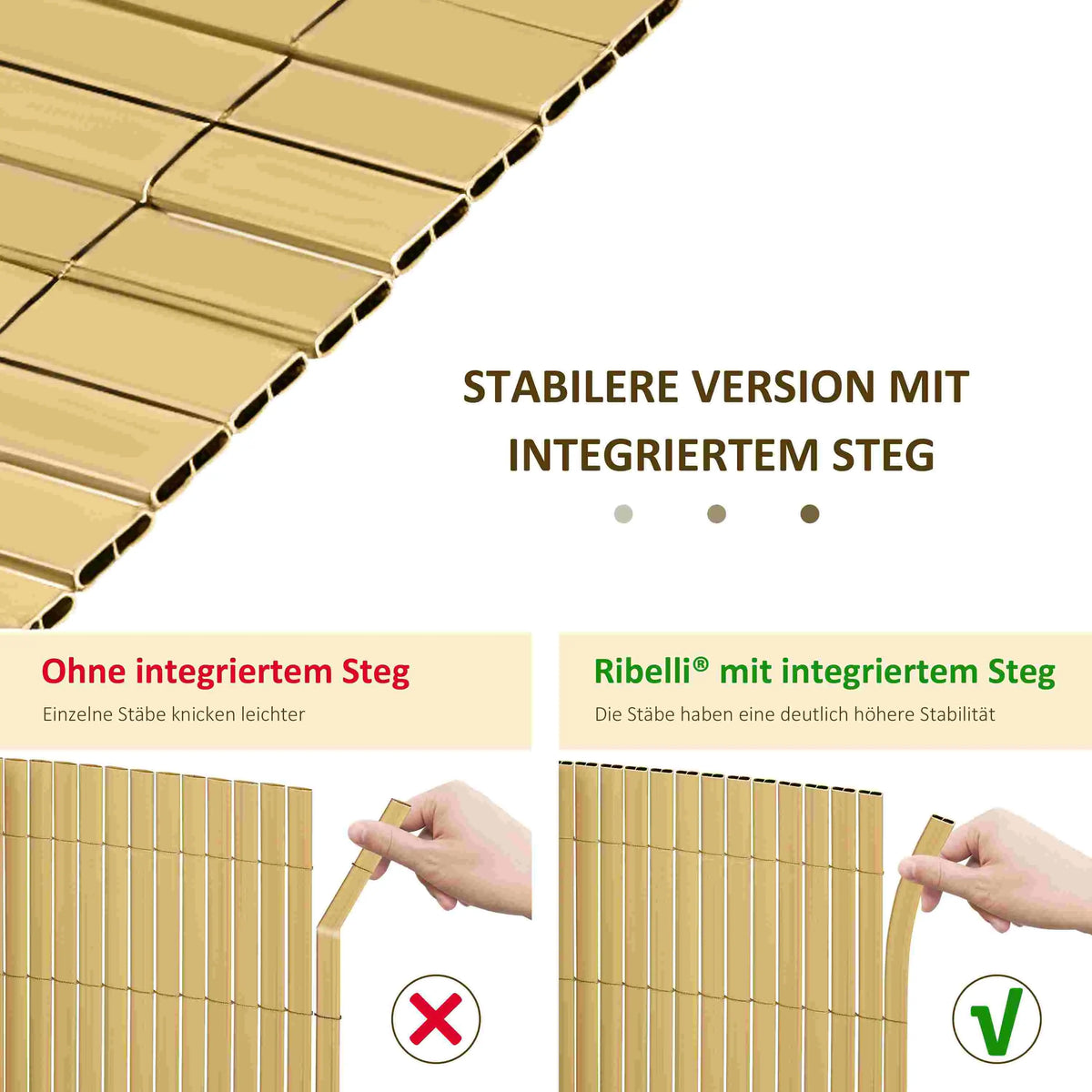 RIBELLI frangivista in PVC con rinforzo bambù, extra stabile – vista 7