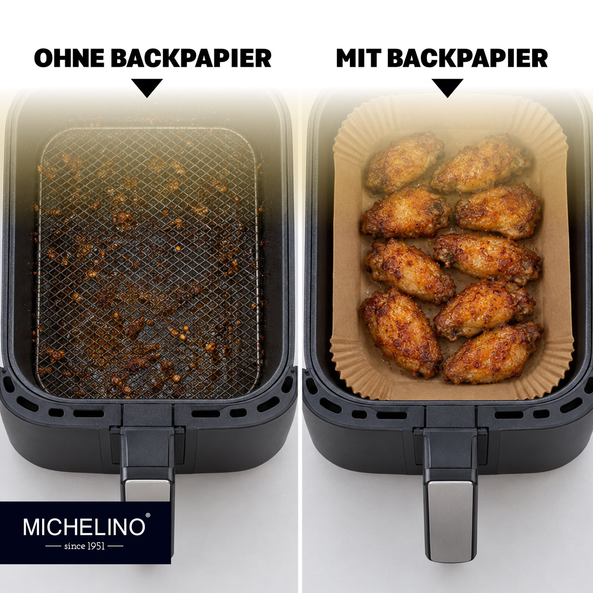 MICHELINO Airfryer Backpapier Rechteckig 22×14 cm – 50 Stück, 12er Display-Set – Ansicht 6