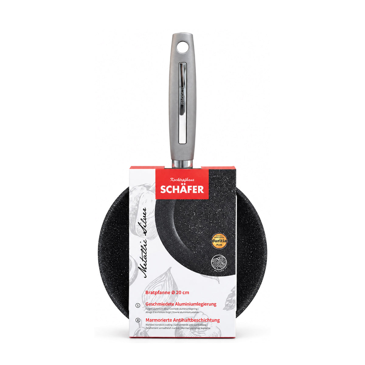 SCHÄFER Bratpfanne Ø 20 cm Metallic Silver – Antihaftbeschichtung, induktionsgeeignet
