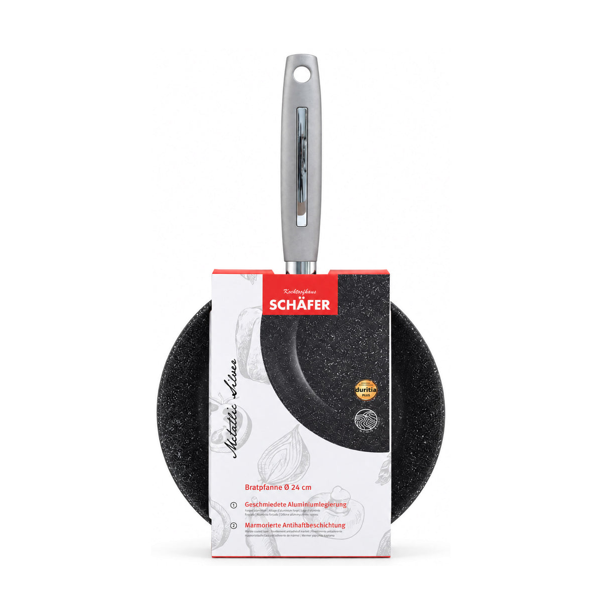 SCHÄFER Bratpfanne Ø 24 cm Metallic Silver – Antihaftbeschichtung, induktionsgeeignet