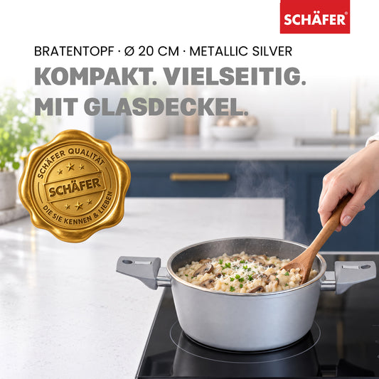 SCHÄFER Bratentopf Ø 20 cm Metallic Silver – Antihaftbeschichtung, induktionsgeeignet – Ansicht 2