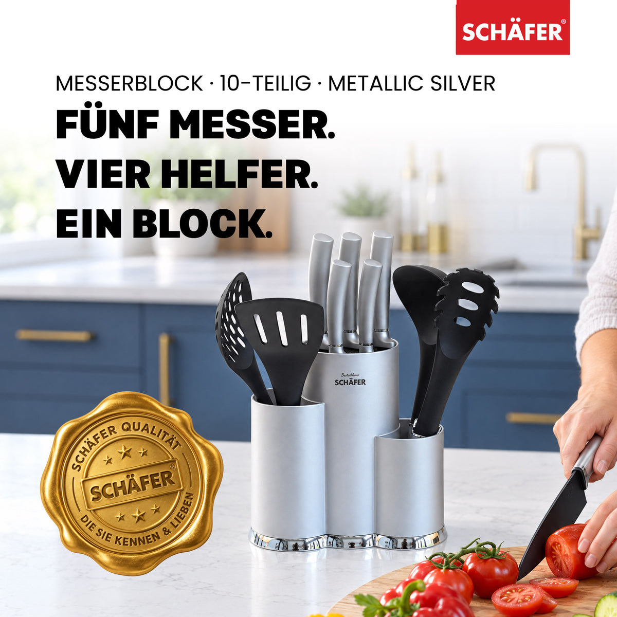 SCHÄFER 10-tlg. Messerblock Silver – Ansicht 2