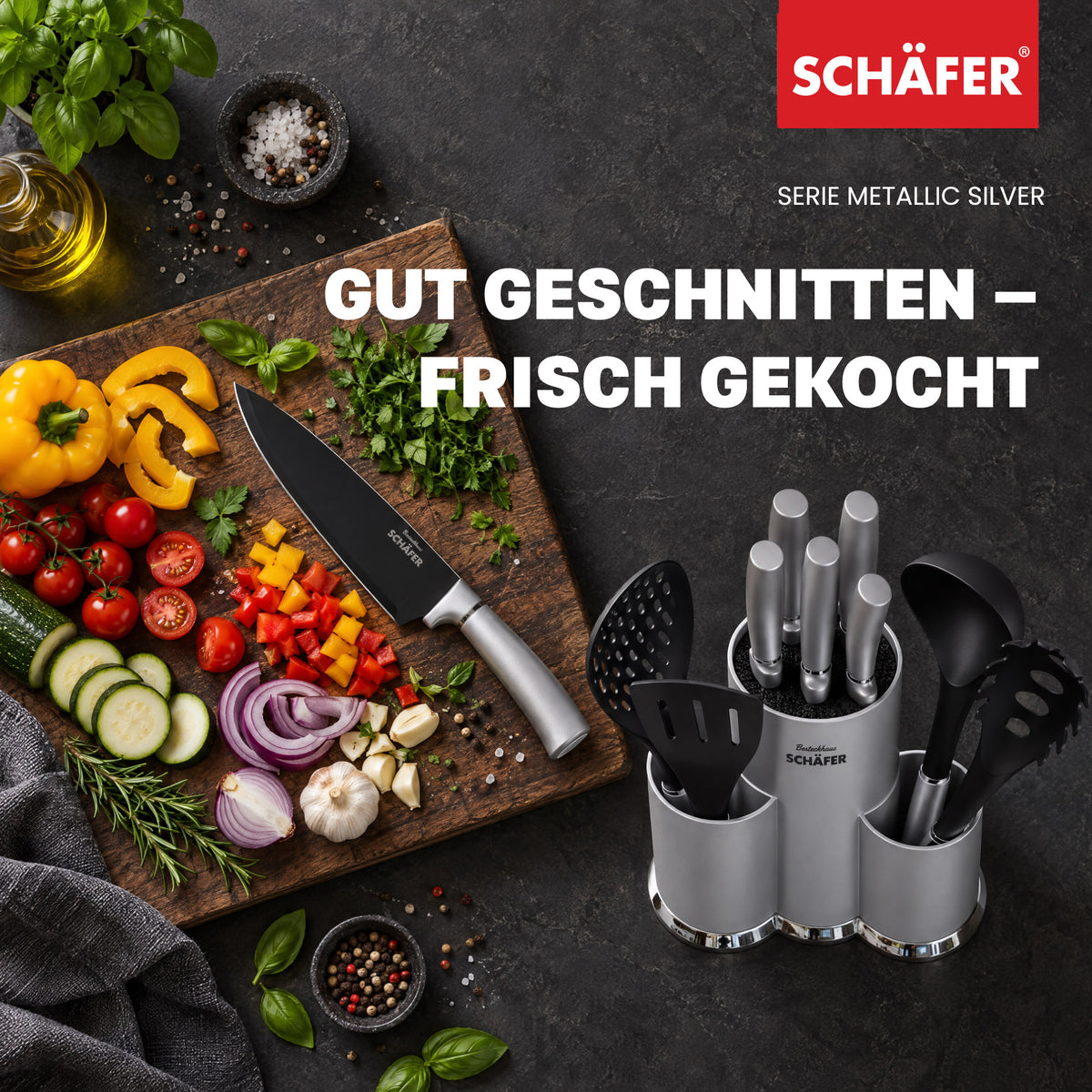 SCHÄFER 10-tlg. Messerblock Silver – Ansicht 7