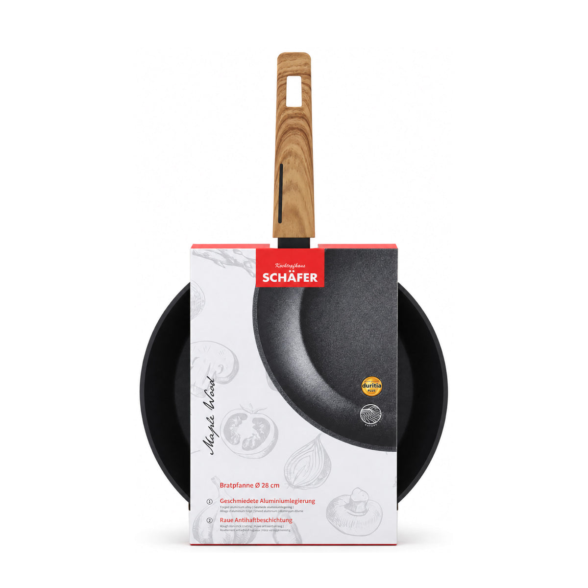 SCHÄFER Bratpfanne Ø 28 cm Maple Wood – Antihaftbeschichtung, induktionsgeeignet