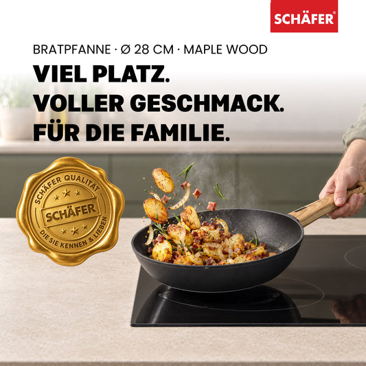 SCHÄFER Bratpfanne Ø 28 cm Maple Wood – Antihaftbeschichtung, induktionsgeeignet – Ansicht 2