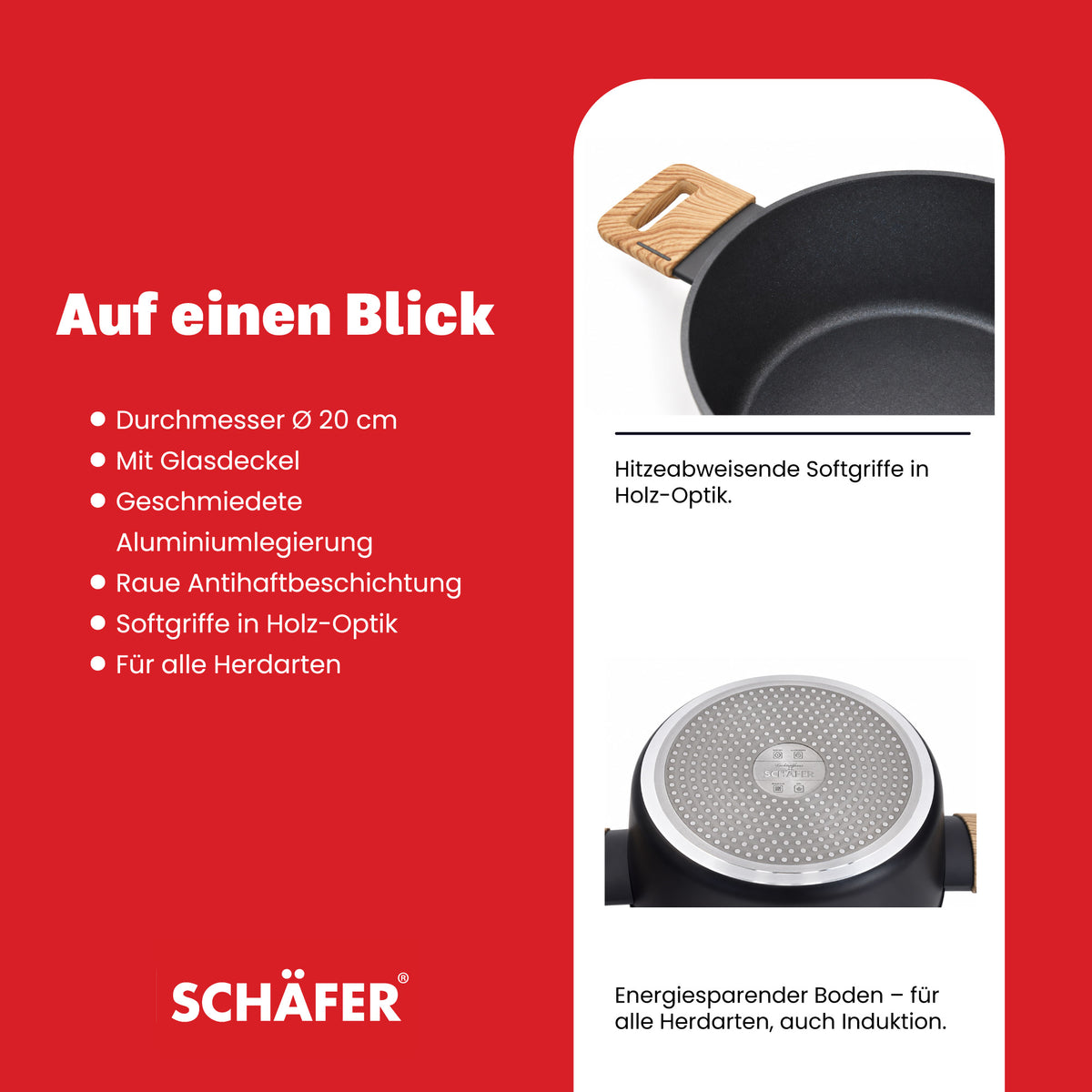 SCHÄFER Bratentopf Ø 20 cm Maple Wood – Antihaftbeschichtung, induktionsgeeignet – Ansicht 4
