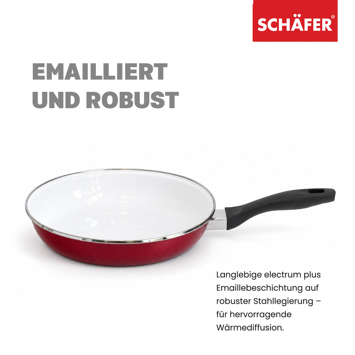 SCHÄFER Emaille Bratpfanne Ø 28 cm Metallic Red – induktionsgeeignet – Ansicht 3