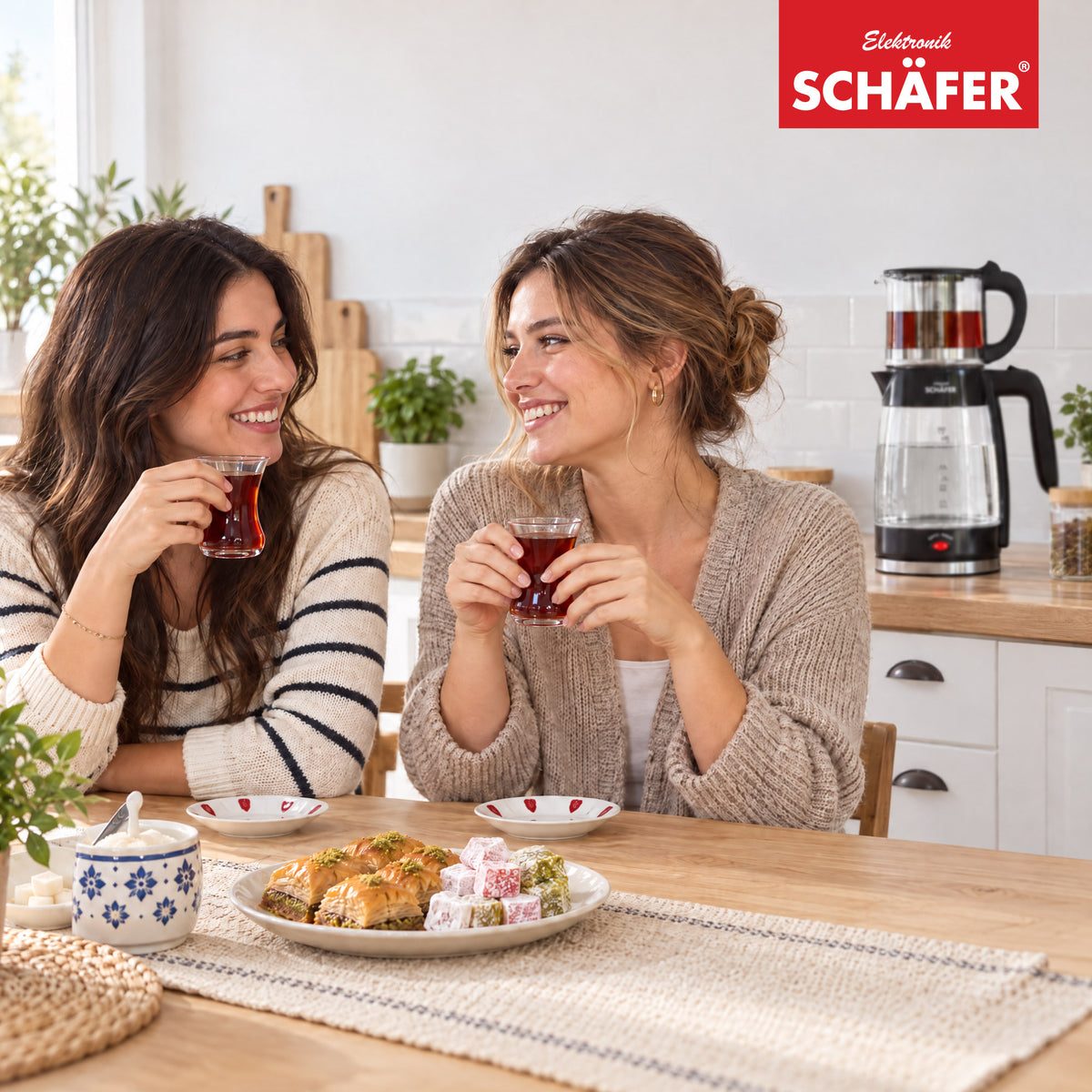 SCHÄFER Borosilikatglas Teekocher 1,8 l Schwarz Teekanne 0,8 l – Ansicht 7