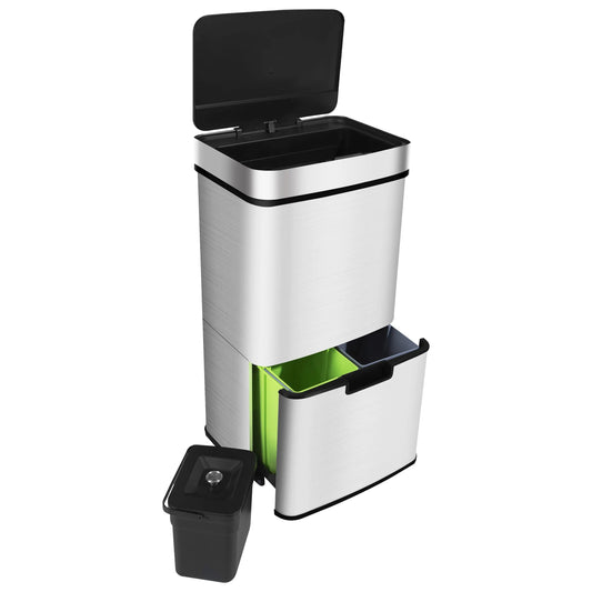 RIBELLI Mülltrennsystem mit Sensor und 4 Fächern