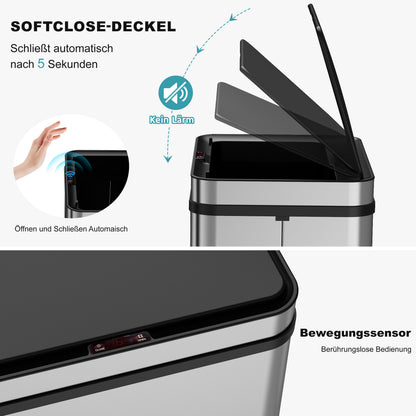 RIBELLI Edelstahl Sensor-Mülleimer – automatisches Öffnen – Ansicht 4