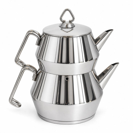 SCHÄFER Edelstahl Teekannen-Set 2 l + 1 l mit Metallgriff