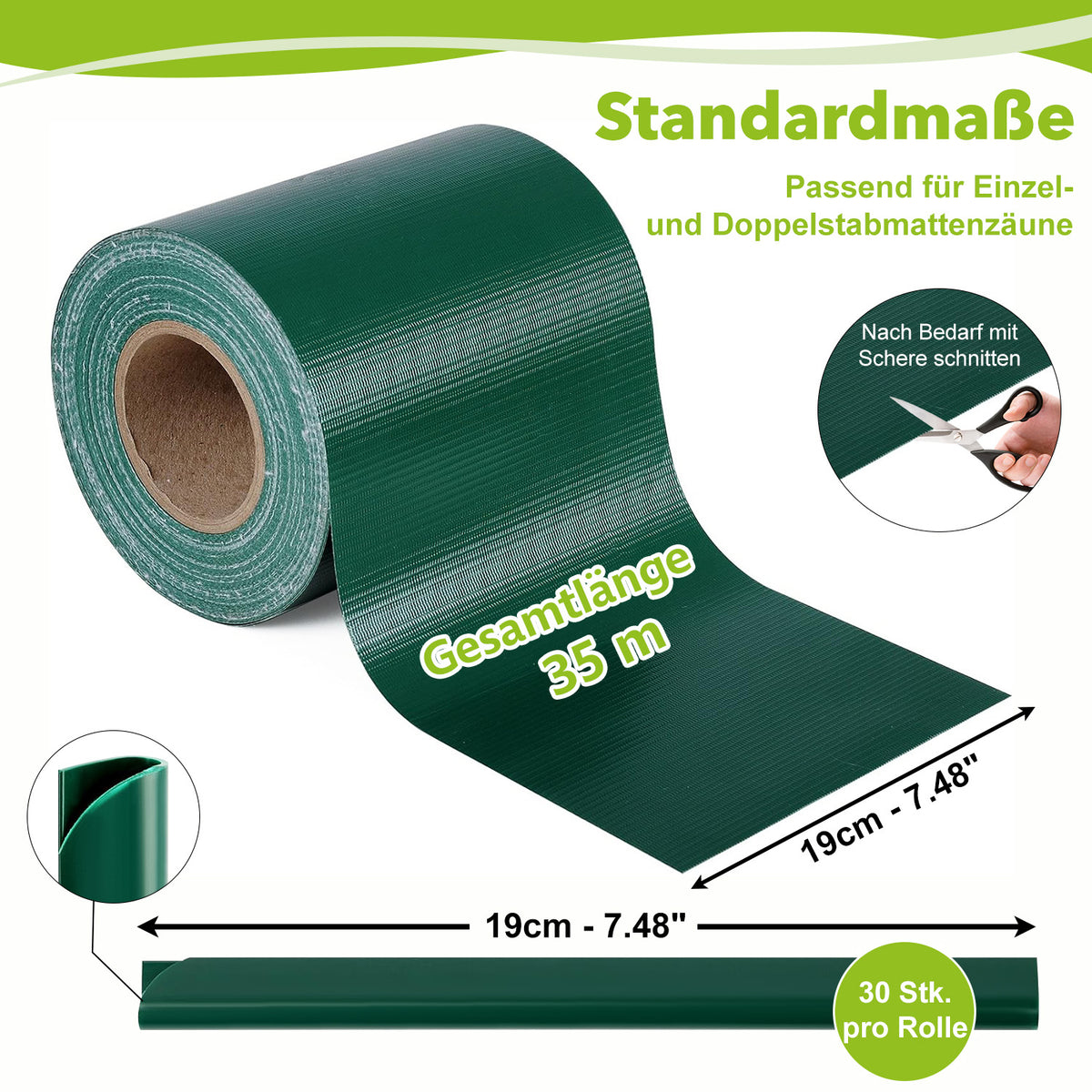 RIBELLI Sichtschutzstreifen PVC 35 m mit Clips, Zaunfolie – Ansicht 11
