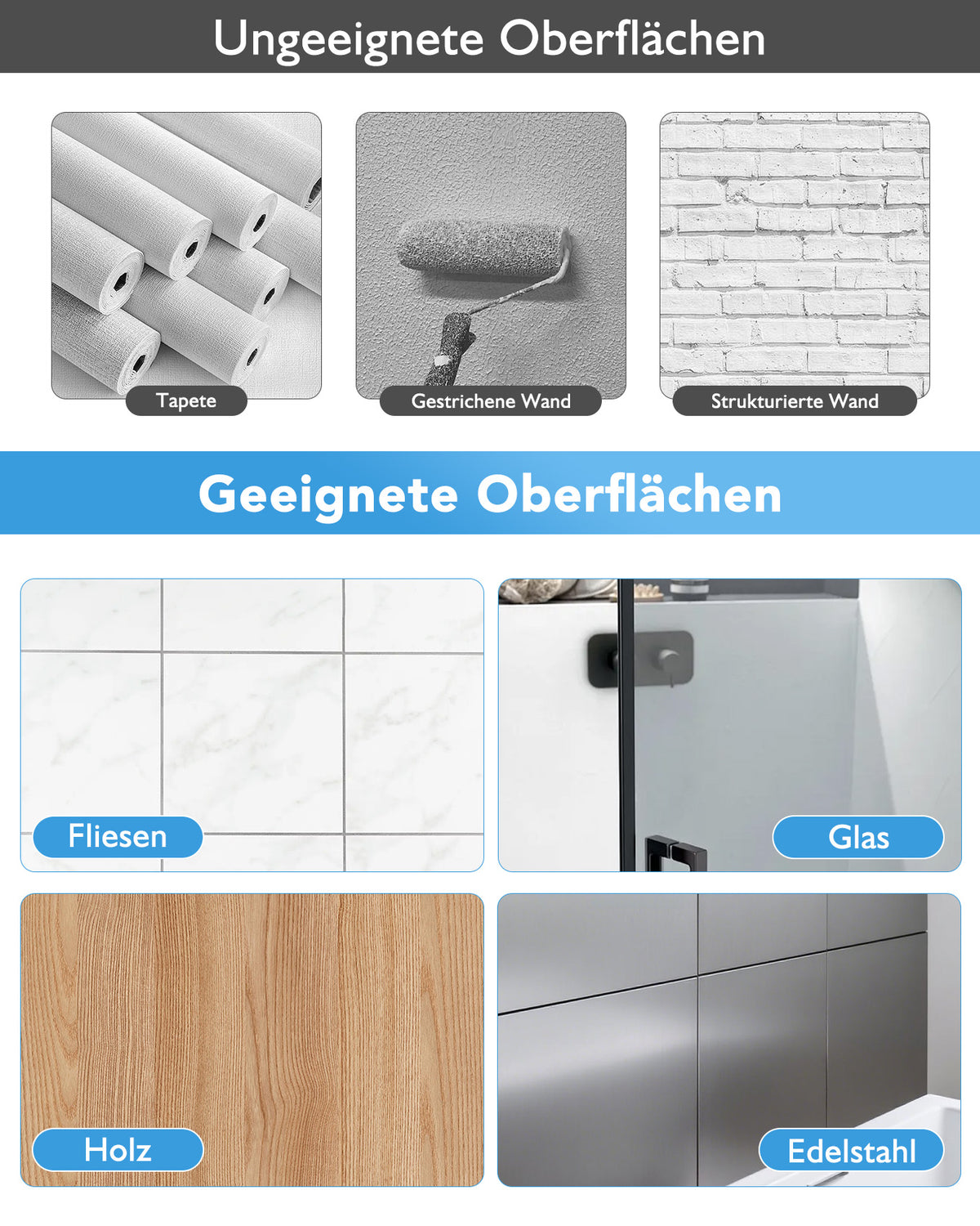 RIBELLI Handtuchhalter ohne Bohren, selbstklebend, Edelstahl, zweiarmig – Ansicht 6