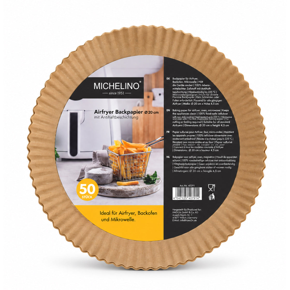 MICHELINO Airfryer Backpapier rund Ø 20 cm, 50 Stück