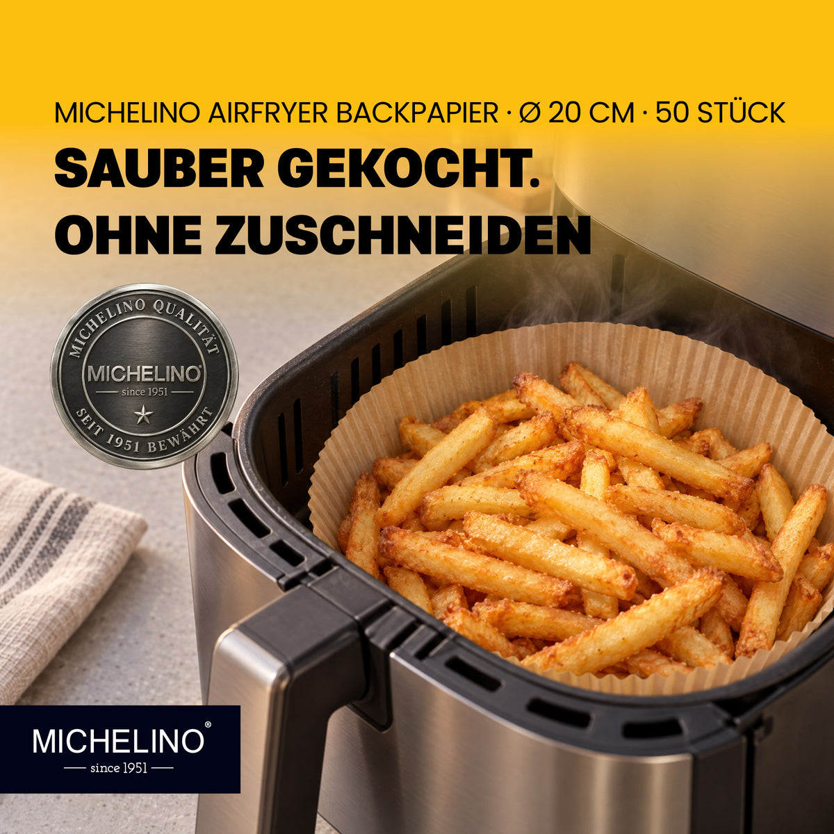 MICHELINO Airfryer Backpapier rund Ø 20 cm, 50 Stück – Ansicht 2