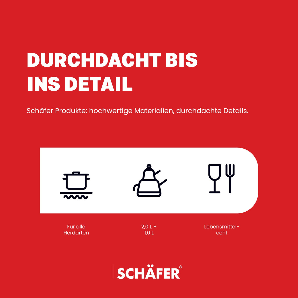 SCHÄFER Edelstahl Teekannen-Set 2 l + 1 l mit Metallgriff
