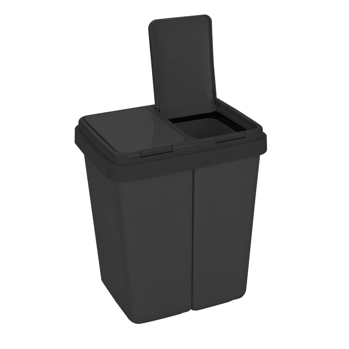 RIBELLI Mülleimer mit 2 Fächern, 2 × 25 l, Schwarz