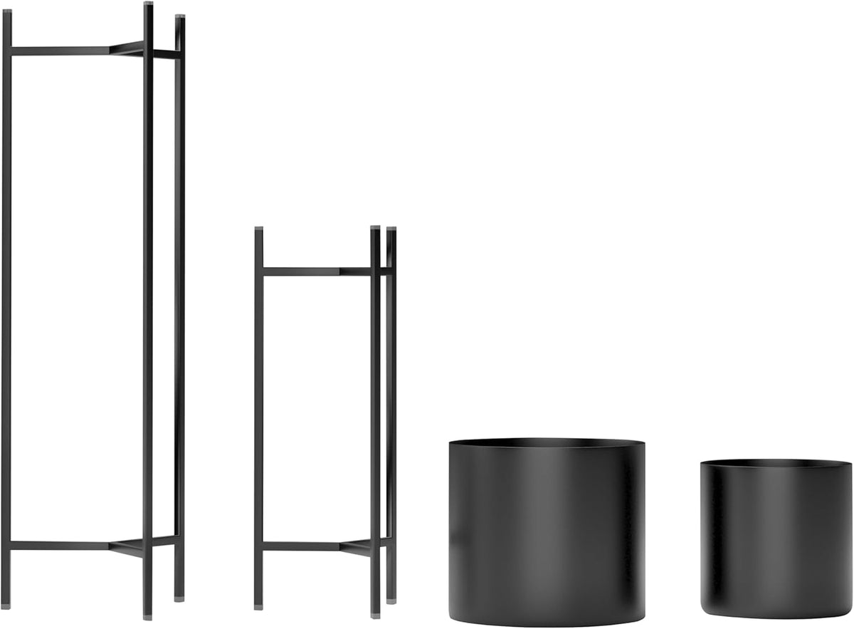 RIBELLI 2er-Set Blumentopf-Ständer mit Übertopf – Metall, dreibeiniges Gestell – Ansicht 7