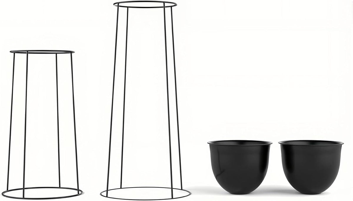RIBELLI 2er-Set Blumentopf-Ständer mit Übertopf – Metall, rundes Gestell – Ansicht 6