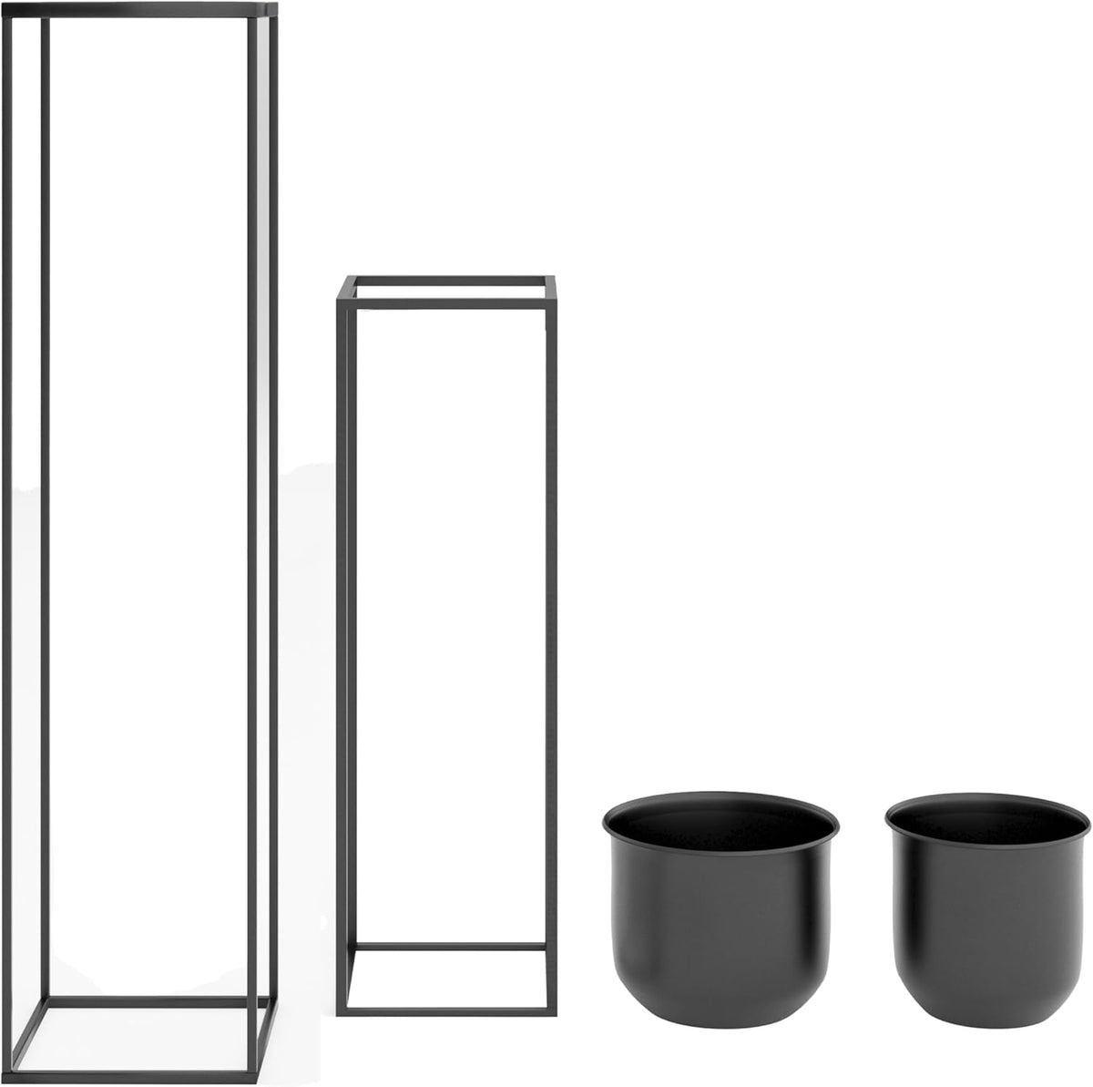 RIBELLI 2er-Set Blumentopf-Ständer mit Übertopf – Metall, eckiges Gestell – Ansicht 7
