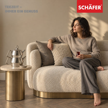 SCHÄFER Edelstahl Teekannen-Set 2 l + 1 l mit Metallgriff
