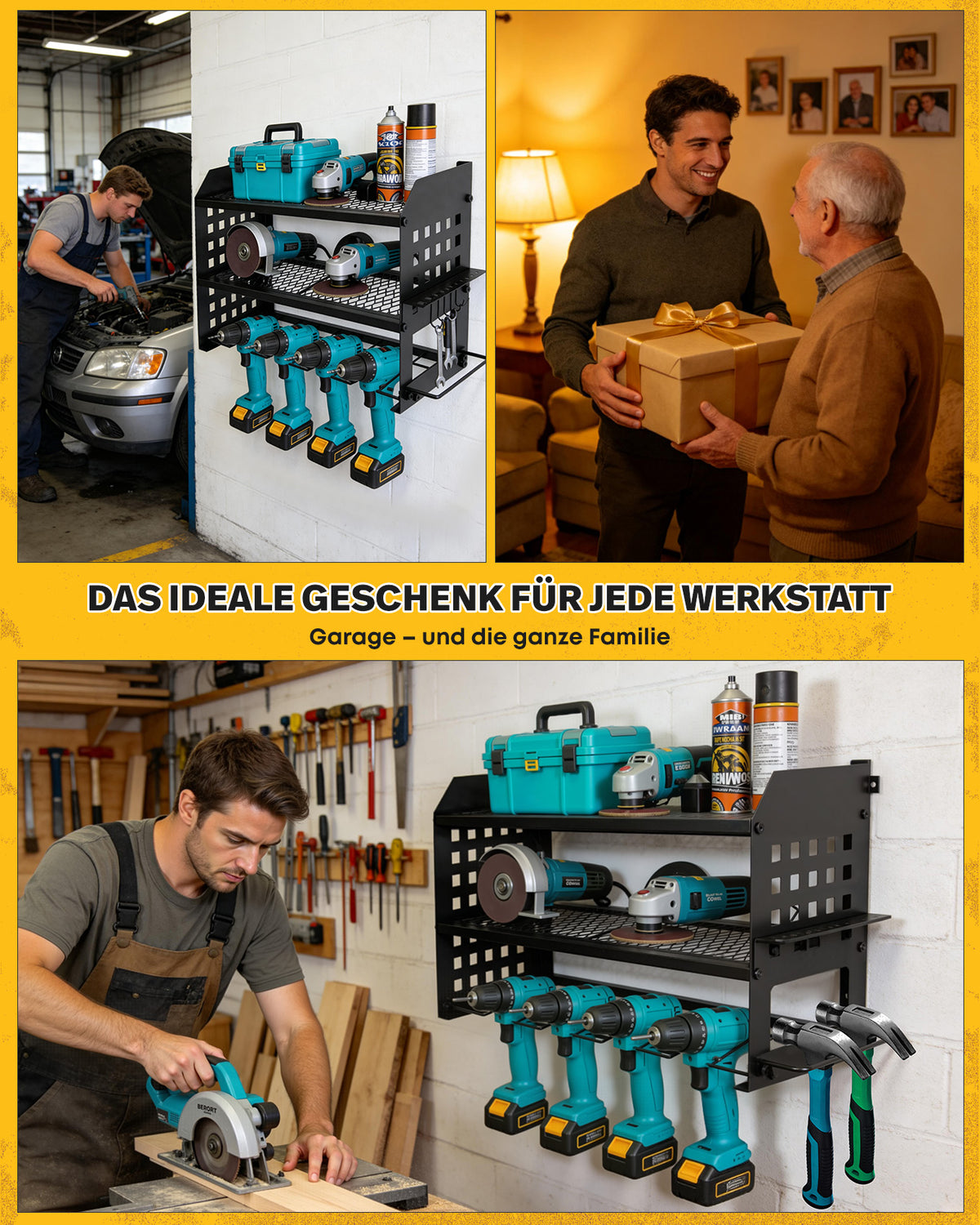 RIBELLI Werkzeug-Wandhalterung 3 Ebenen mit Haken – Metall – Ansicht 4