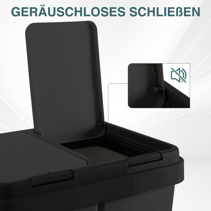 RIBELLI Mülleimer mit 2 Fächern, 2 × 25 l, Schwarz – Ansicht 2