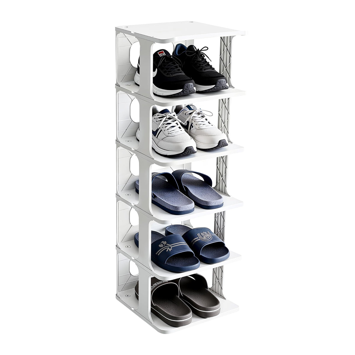 RIBELLI Schuhregal schmal mit 6 Ebenen, stapelbar – Ansicht 2