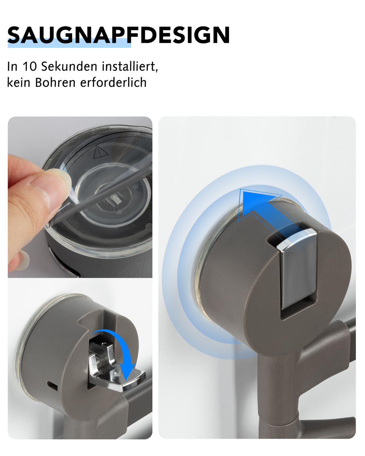 RIBELLI Handtuchhalter mit Saugnapf, ohne Bohren, schwenkbar – Ansicht 8