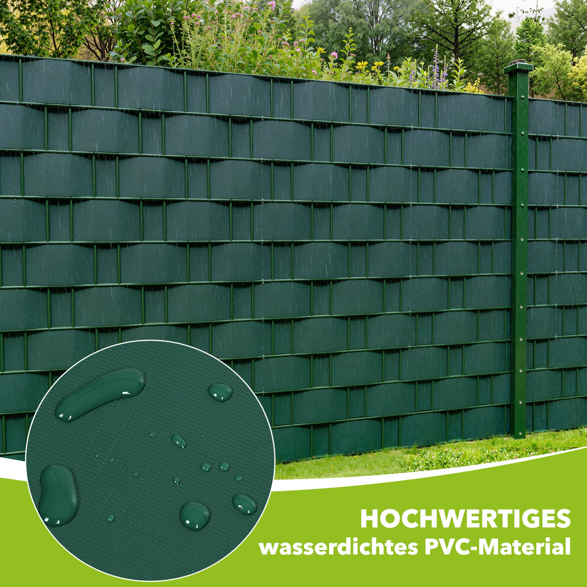 RIBELLI Sichtschutzstreifen PVC 35 m mit Clips, Zaunfolie – Ansicht 5