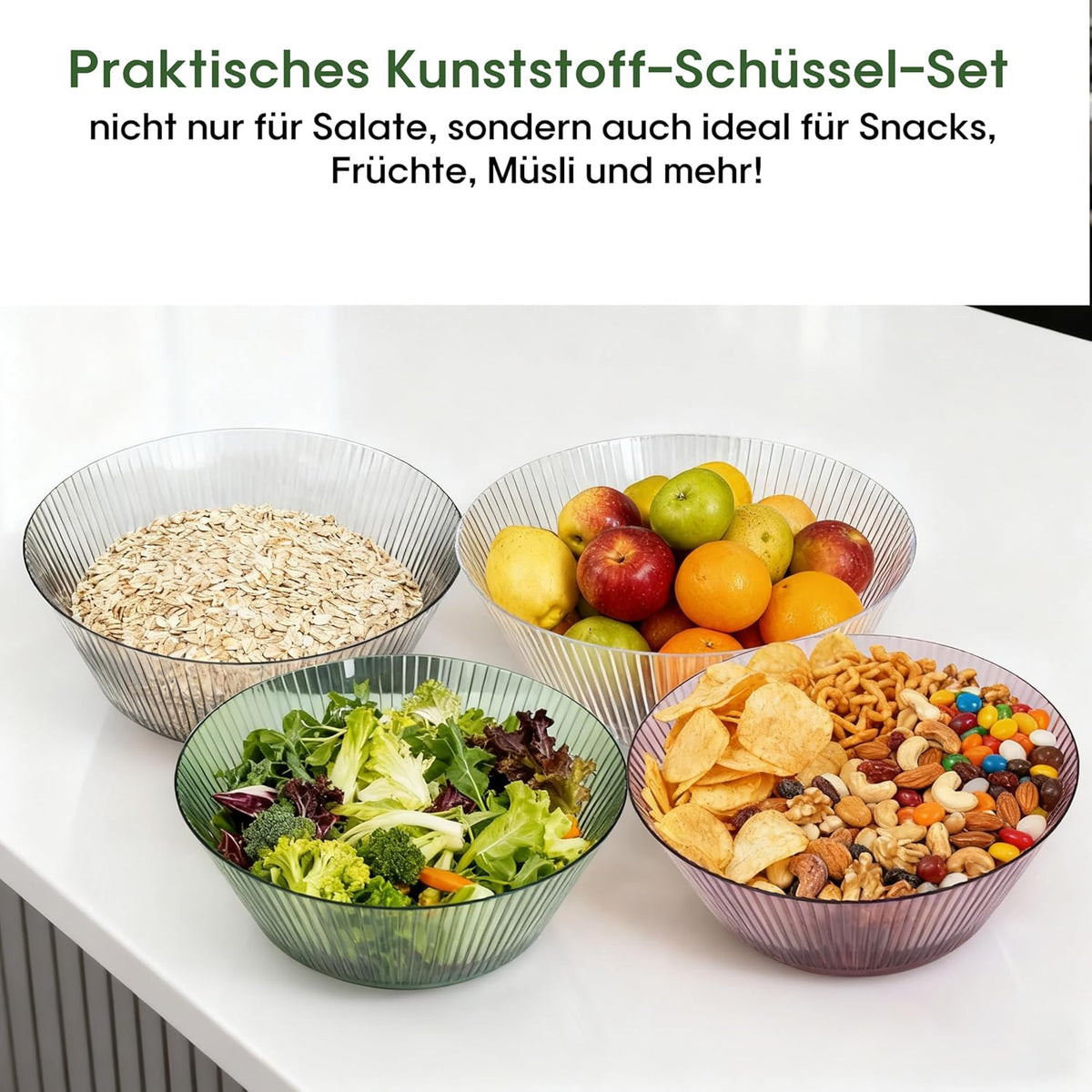 RIBELLI 4er-Set Salatschüsseln Kunststoff 2,5 l Ø 24 cm – Ansicht 6