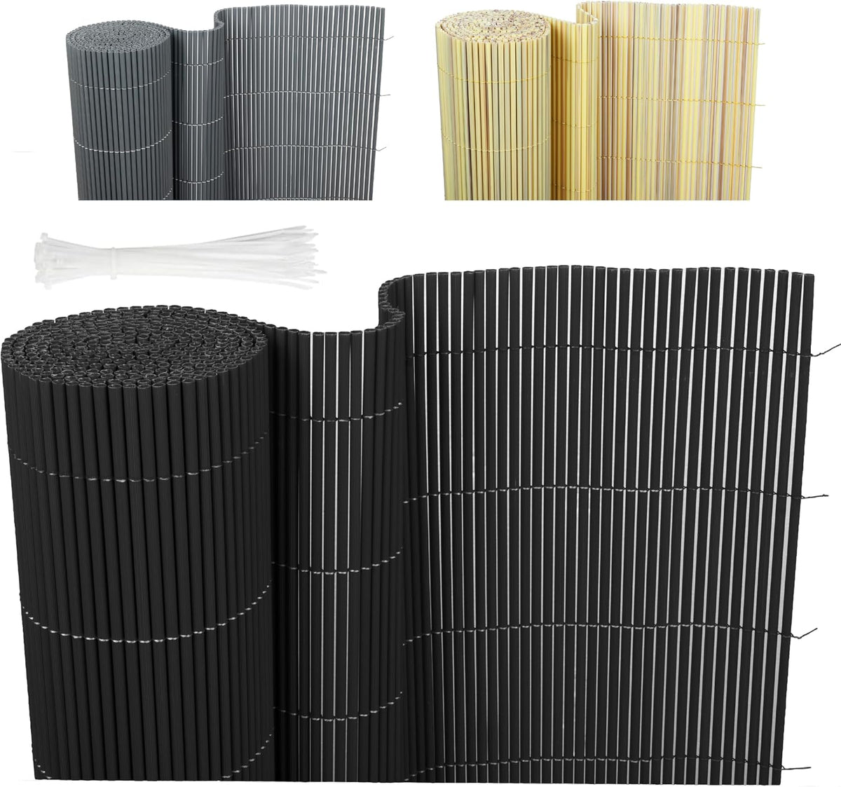 RIBELLI PVC Sichtschutzmatte Schwarz 80 × 300 cm