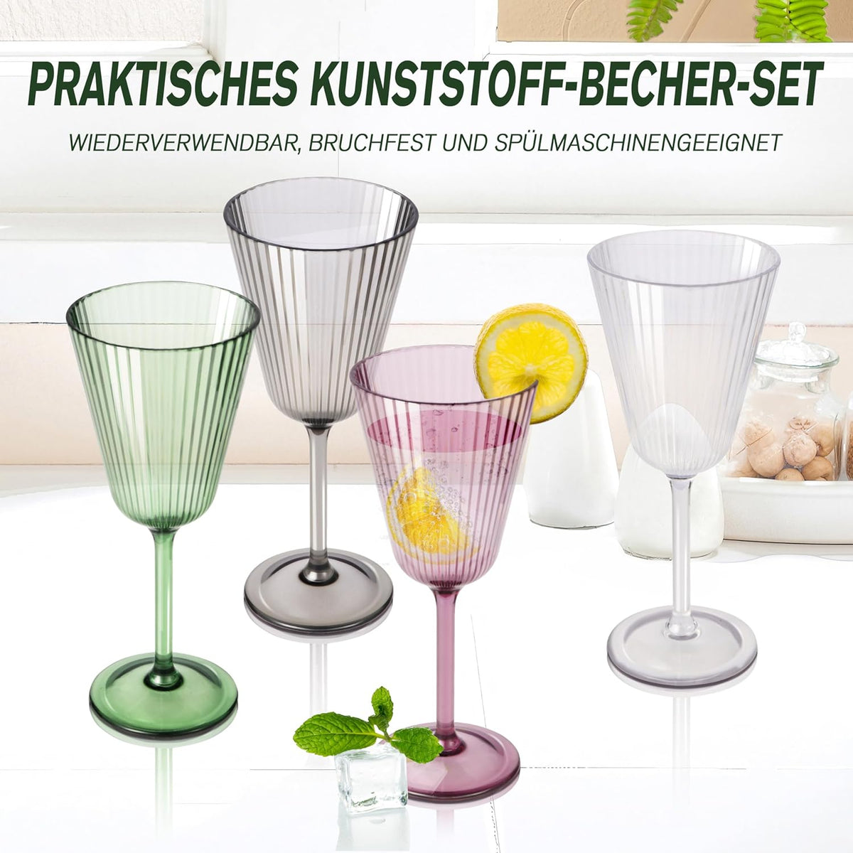 RIBELLI 4er-Set Rotweingläser 200 ml Kunststoff – Ansicht 4