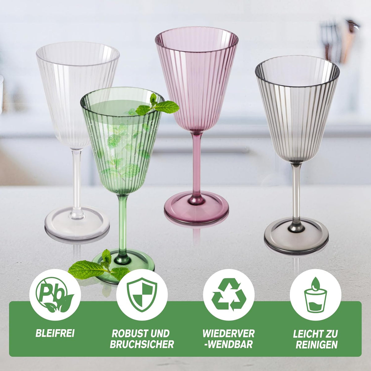 RIBELLI 4er-Set Rotweingläser 200 ml Kunststoff – Ansicht 6