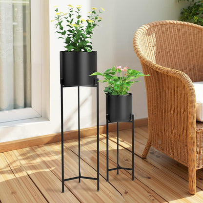RIBELLI 2er-Set Blumentopf-Ständer mit Übertopf – Metall, dreibeiniges Gestell – Ansicht 4