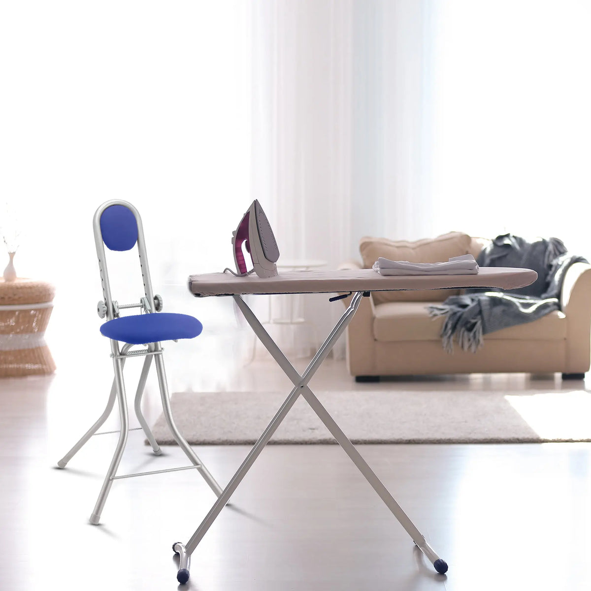 RIBELLI Bügelstuhl ergonomisch, klappbar, Blau – Ansicht 10