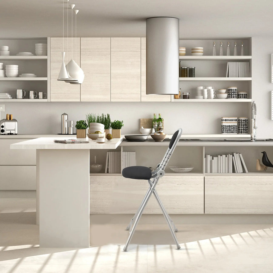 RIBELLI Bügelstuhl ergonomisch, klappbar, Schwarz – Ansicht 6