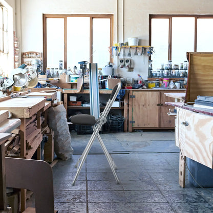 RIBELLI Bügelstuhl ergonomisch, klappbar, Schwarz – Ansicht 9