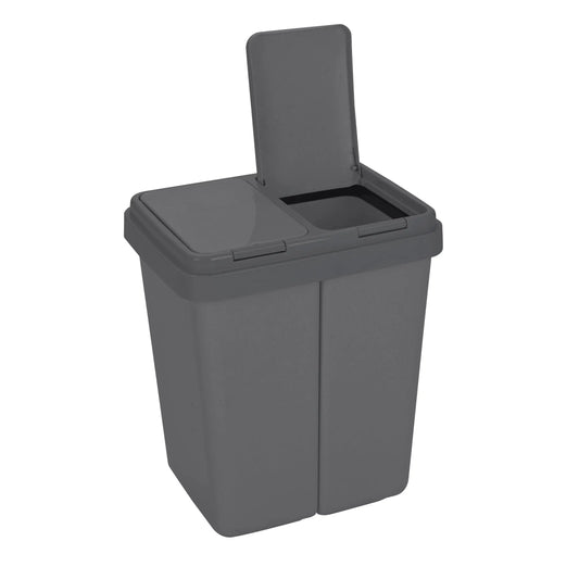 RIBELLI Mülleimer mit 2 Fächern, 2 × 25 l, Anthrazit