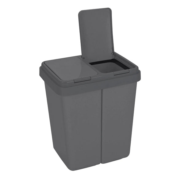 RIBELLI Mülleimer mit 2 Fächern, 2 × 25 l, Anthrazit