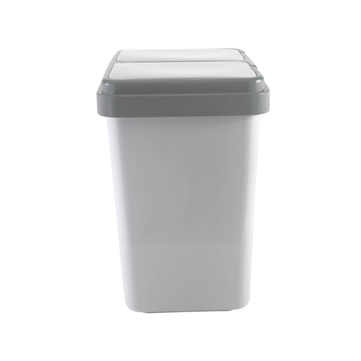 RIBELLI Mülleimer mit 2 Fächern, 2 × 25 l, Weiß mit grauem Deckel – Ansicht 2