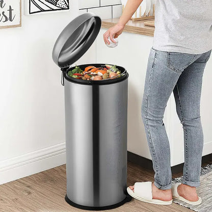 RIBELLI Mülleimer 30 l Edelstahl rund, Treteimer – Ansicht 6