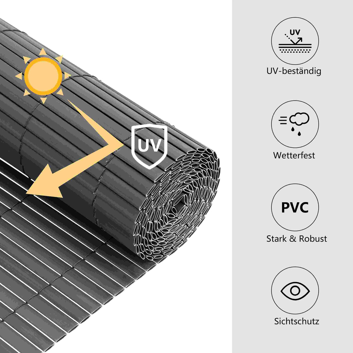 RIBELLI frangivista in PVC antracite per balcone e recinzione – vista 7