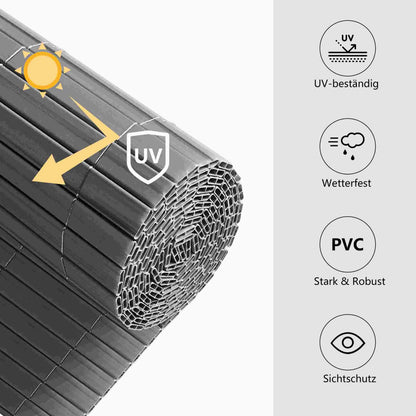 RIBELLI PVC Sichtschutzmatte mit Steg Anthrazit, extra stabil – Ansicht 5